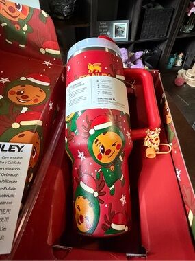 Stanley Red Holiday Reindeer Travel Tumbler